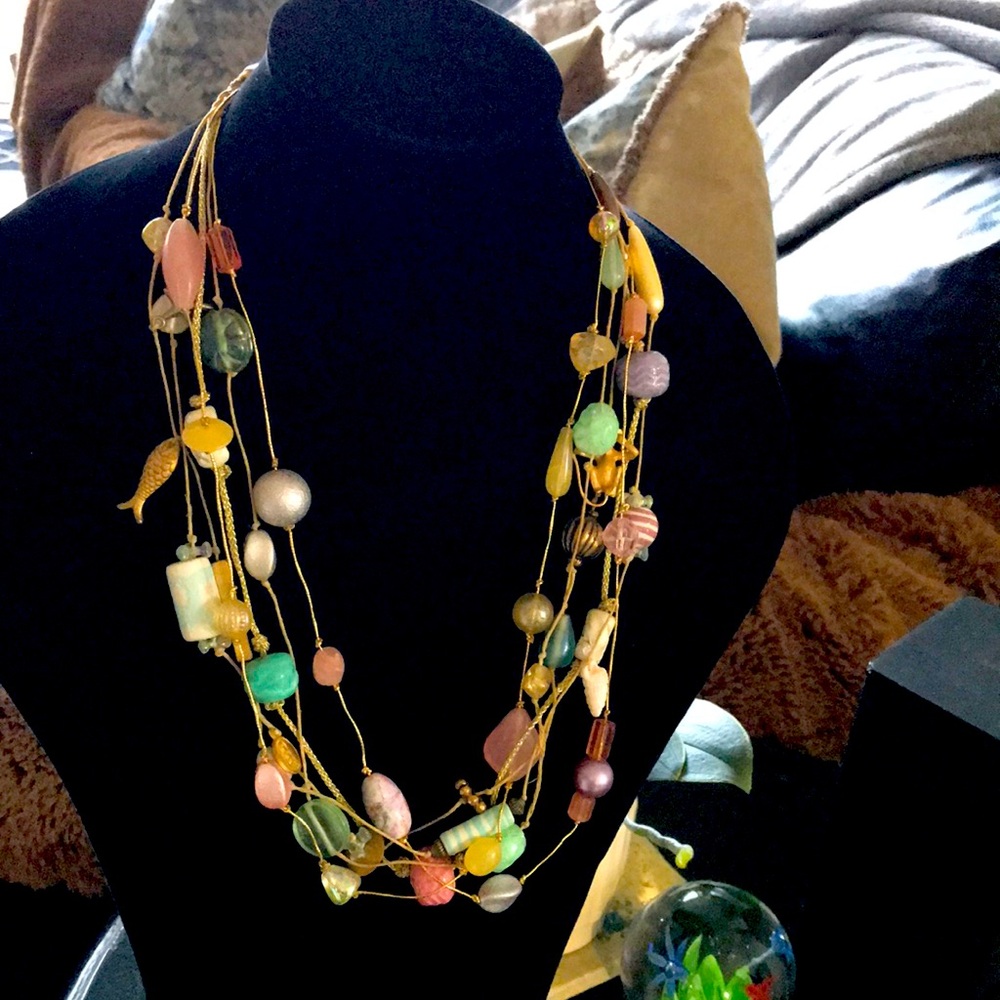 Beachy and Boho Vintage Multi-Strand Lonnie Loveness Necklace